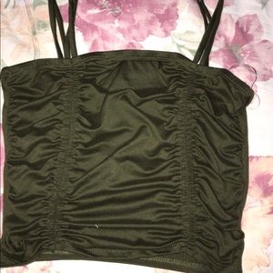 Dark green rushed adjustable crop top